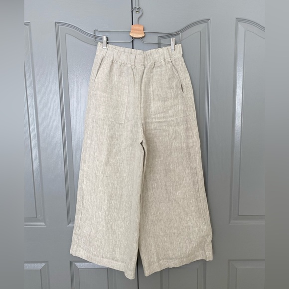 SOLD! NWT Laude the Label- Everyday Crop pants in Natural Linen, Size Medium - Picture 2 of 6